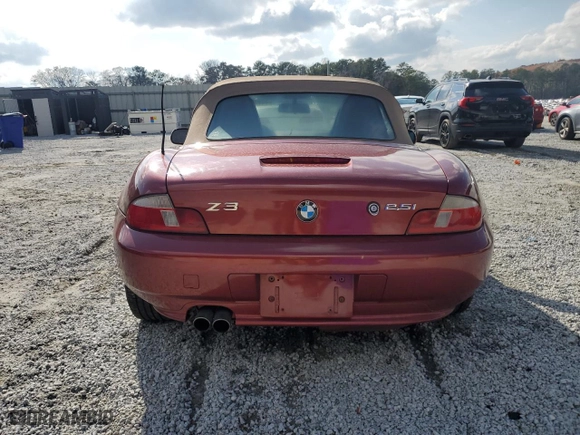 2001 BMW Z3 2.5i with VIN WBACN33401LM03049, listed as a Copart auction lot 44110745 with 187,968 mi miles and Salvage Title. Bid and sale history available at carsss.com. Image 6.