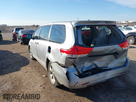 2013 Toyota Sienna L with VIN 5TDZK3DC8DS399346, listed as a IAAI auction lot 41312294 with 160,332 mi miles and . Bid and sale history available at DreamBid. Image 3.