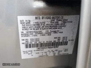 2006 Mercury Montego Premier with VIN 1MEHM43196G618287, listed as a Copart auction lot 79073514 with 92,972 mi miles and Salvage Title. Bid and sale history available at carsss.com. Image 12.