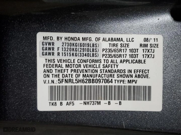 2011 Honda Odyssey EX-L with VIN 5FNRL5H62BB097064, listed as a Copart auction lot 50711185 with 232,421 mi miles and Clean Title. Bid and sale history available at carsss.com. Image 13.