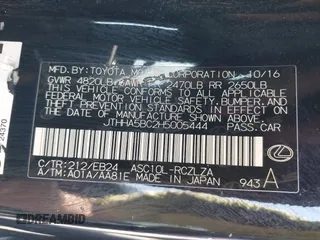 2017 Lexus RC 200t with VIN JTHHA5BC2H5005444, listed as a IAAI auction lot 42325560 with 61,938 mi miles and . Bid and sale history available at DreamBid. Image 9.