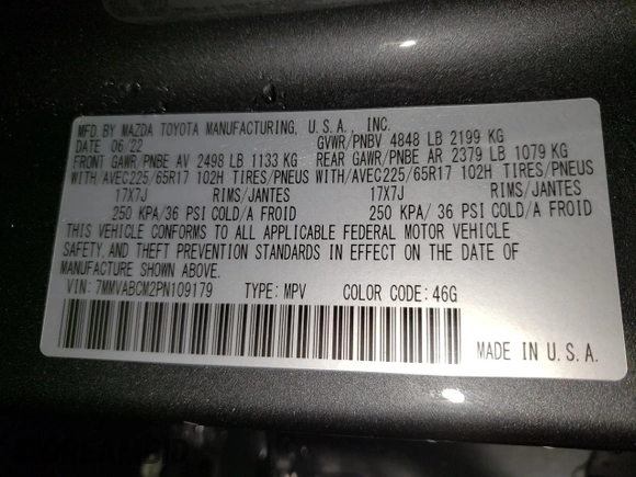 2023 Mazda CX-50 S Preferred Plus with VIN 7MMVABCM2PN109179, listed as a Copart auction lot 38526433 with Not Provided miles and . Bid and sale history available at DreamBid. Image 13.