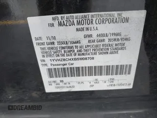 2011 Mazda 6 i Grand Touring с VIN 1YVHZ8CHXB5M08708, выставлен на аукционе IAAI как лот 42245761 с пробегом 144 801 миль миль и . История ставок и продаж доступна на DreamBid. Изображение 9.