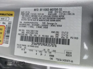 2016 Ford Fusion Energi SE Luxury with VIN 3FA6P0PU9GR357076, listed as a IAAI auction lot 42081615 with 174,234 mi miles. Bid and sale history available at carsss.com. Image 9.