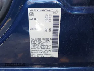2022 Nissan Altima SR z VIN 1N4BL4CV0NN360271, wystawiony jako IAAI lot #42006350 z przebiegiem 104 281 mil mil oraz . Historia ofert i sprzedaży dostępna na DreamBid. Obrazek 9.