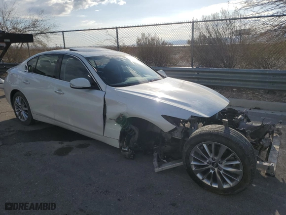 2019 Infiniti Q50 3.0t LUXE with VIN JN1EV7APXKM519616, listed as a Copart auction lot 42729205 with 53,745 mi miles and Salvage Title. Bid and sale history available at carsss.com. Image 4.
