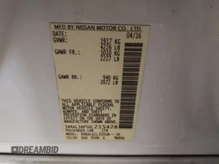 2016 Nissan Altima SV with VIN 1N4AL3AP5GC215428, listed as a IAAI auction lot 41712804 with 94,526 mi miles and . Bid and sale history available at DreamBid. Image 9.