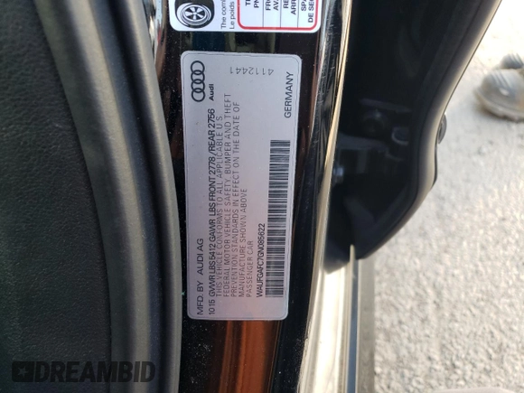 2016 Audi A6 3.0T Premium Plus with VIN WAUFGAFC7GN085622, listed as a Copart auction lot 63690582 with 83,015 mi miles. Bid and sale history available at carsss.com. Image 10.