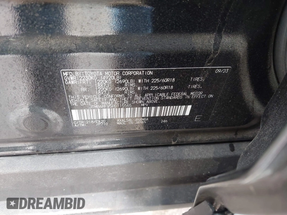 2023 Toyota RAV4 Hybrid XLE Premium with VIN JTMB6RFV5PD115565, listed as a IAAI auction lot 41787098 with 13,386 mi miles. Bid and sale history available at carsss.com. Image 9.