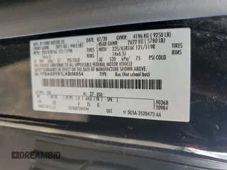 2020 Ford Transit Passenger XL with VIN 1FBAX9Y81LKB06954, listed as a Copart auction lot 85022074 with 71,797 mi miles and Salvage Title. Bid and sale history available at DreamBid. Image 15.