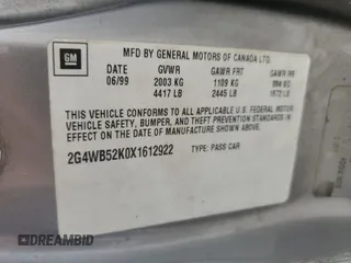 1999 Buick Regal LS with VIN 2G4WB52K0X1612922, listed as a Copart auction lot 78622894 with 188,391 mi miles and Salvage Title. Bid and sale history available at carsss.com. Image 13.
