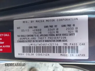 2016 Mazda Mazda6 i Grand Touring with VIN JM1GJ1W56G1432116, listed as a IAAI auction lot 41888066 with 124,182 mi miles. Bid and sale history available at carsss.com. Image 9.
