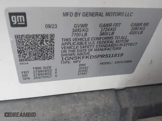 2023 Chevrolet Suburban Premier with VIN 1GNSKFKD5PR511819, listed as a IAAI auction lot 41899310 with 40,355 mi miles. Bid and sale history available at carsss.com. Image 9.