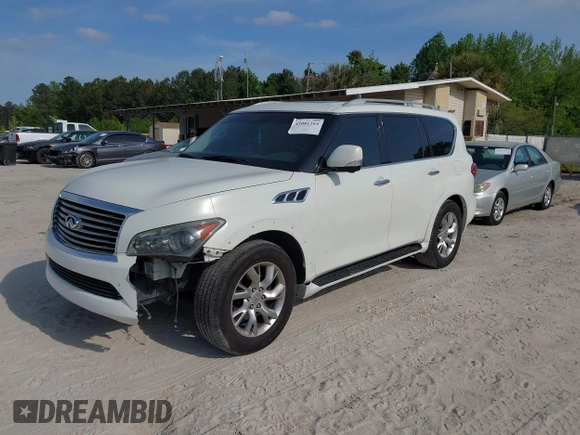 2011 Infiniti QX56 8-passenger z VIN JN8AZ2ND3B9701846, wystawiony jako IAAI lot #42081264 z przebiegiem 205 102 mil mil oraz . Historia ofert i sprzedaży dostępna na DreamBid. Obrazek 2.