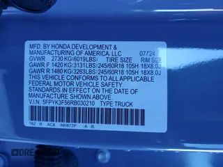 2024 Honda Ridgeline RTL with VIN 5FPYK3F56RB030210, listed as a Copart auction lot 47406845 with 4,042 mi miles and Salvage title. Bid and sale history available at DreamBid. Image 12.