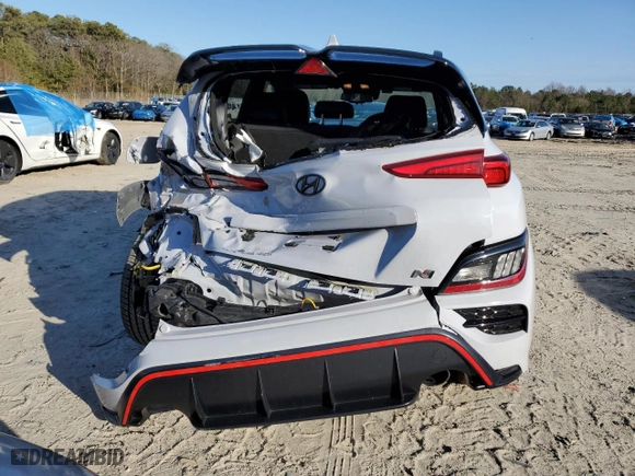 2022 Hyundai Kona N with VIN KM8KH3AC6NU004092, listed as a Copart auction lot 48259165 with 24,592 mi miles and Salvage Title. Bid and sale history available at carsss.com. Image 6.