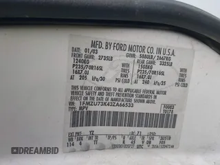 2003 Ford Explorer XLT с VIN 1FMZU73K43ZA66533, выставлен на аукционе IAAI как лот 41776302 с пробегом 151 908 миль миль и . История ставок и продаж доступна на DreamBid. Изображение 9.