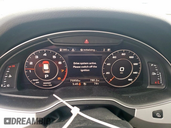 2019 Audi Q7 Premium Plus with VIN WA1LHAF73KD035542, listed as a Copart auction lot 60474105 with 75,950 mi miles and Salvage title. Bid and sale history available at DreamBid. Image 9.