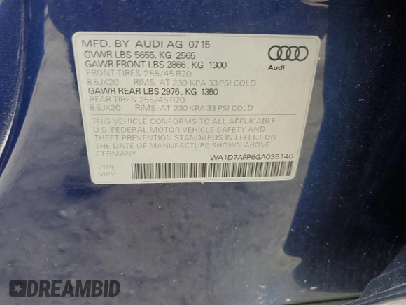 2016 Audi Q5 Premium Plus z VIN WA1D7AFP6GA035146, wystawiony jako Copart lot #54977415 z przebiegiem 106 257 mil mil oraz Szkoda całkowita • Salvage title. Historia ofert i sprzedaży dostępna na DreamBid. Obrazek 13.