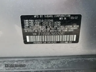 2022 Subaru WRX Limited with VIN JF1VBAN62N8005041, listed as a Copart auction lot 87932955 with 33,020 mi miles and Salvage Title. Bid and sale history available at carsss.com. Image 12.