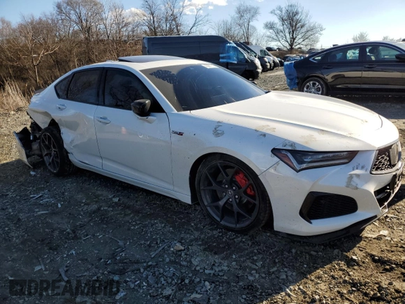 2023 Acura TLX Type S with VIN 19UUB7F98PA002790, listed as a Copart auction lot 43881115 with 53,905 mi miles and Salvage Title. Bid and sale history available at DreamBid. Image 4.