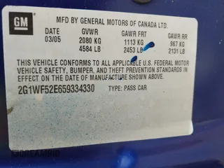 2005 Chevrolet Impala z VIN 2G1WF52E659334330, wystawiony jako IAAI lot #42434463 z przebiegiem 241 191 mil mil oraz . Historia ofert i sprzedaży dostępna na DreamBid. Obrazek 9.