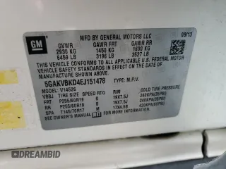 2014 Buick Enclave Leather with VIN 5GAKVBKD4EJ151478, listed as a Copart auction lot 49419385 with 186,799 mi miles and Non Repairable. Bid and sale history available at DreamBid. Image 15.