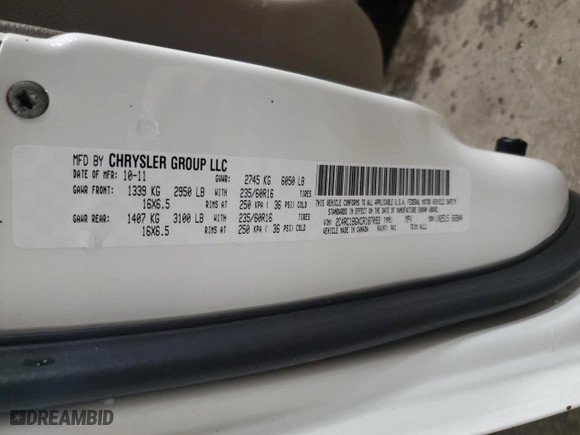 2012 Chrysler Town & Country Touring with VIN 2C4RC1BGXCR187093, listed as a Copart auction lot 45712545 with 202,316 mi miles and Salvage Title. Bid and sale history available at carsss.com. Image 15.