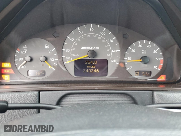 2002 Mercedes-Benz E with VIN WDBJF74J22B408004, listed as a Copart auction lot 52701805 with 240,246 mi miles and Clean Title. Bid and sale history available at DreamBid. Image 9.