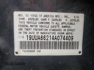 2004 Acura TL z VIN 19UUA66214A074409, wystawiony jako Copart lot #58357285 z przebiegiem 173 570 mil mil oraz Czysty tytuł • Clean title. Historia ofert i sprzedaży dostępna na DreamBid. Obrazek 12.