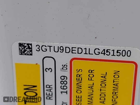 2020 GMC Sierra 1500 SLT z VIN 3GTU9DED1LG451500, wystawiony jako IAAI lot #41351345 z przebiegiem 53 576 mil mil oraz . Historia ofert i sprzedaży dostępna na DreamBid. Obrazek 9.