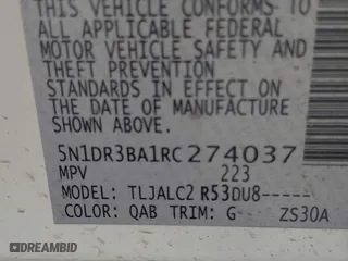 2024 Nissan Pathfinder SV with VIN 5N1DR3BA1RC274037, listed as a IAAI auction lot 41795475 with 40,079 mi miles. Bid and sale history available at carsss.com. Image 9.