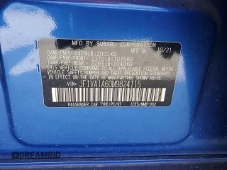 2021 Subaru WRX with VIN JF1VA1A60M9824115, listed as a Copart auction lot 45706985 with 29,737 mi miles and Salvage Title. Bid and sale history available at carsss.com. Image 12.