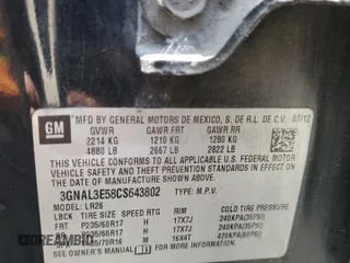 2012 Chevrolet Captiva Sport LT with VIN 3GNAL3E58CS643802, listed as a Copart auction lot 72177274 with 143,638 mi miles and Salvage Title. Bid and sale history available at DreamBid. Image 14.