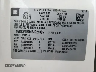 2011 GMC Acadia Denali with VIN 1GKKVTED4BJ221805, listed as a Copart auction lot 42036895 with 198,561 mi miles and Salvage Title. Bid and sale history available at carsss.com. Image 15.