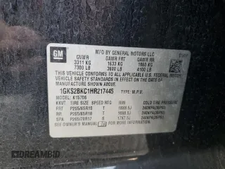 2017 GMC Yukon SLT with VIN 1GKS2BKC1HR217445, listed as a Copart auction lot 48499215 with 104,526 mi miles and Salvage Title. Bid and sale history available at carsss.com. Image 15.