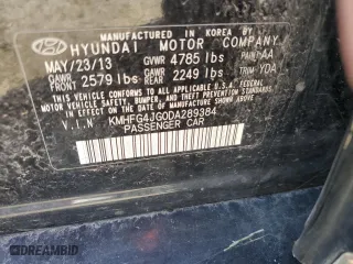 2013 Hyundai Azera with VIN KMHFG4JG0DA289384, listed as a Copart auction lot 70318184 with 122,843 mi miles and Salvage Title. Bid and sale history available at carsss.com. Image 12.