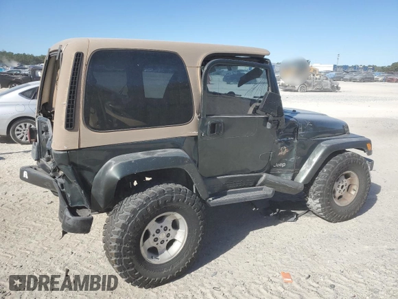 2002 Jeep Wrangler Sahara with VIN 1J4FA59S02P761365, listed as a Copart auction lot 81899144 with 208,429 mi miles and Salvage title. Bid and sale history available at DreamBid. Image 3.