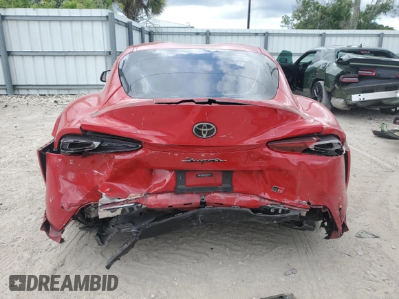 2021 Toyota GR Supra 3.0 with VIN WZ1DB0C06MW034973, listed as a Copart auction lot 59901174 with 0 mi miles and Salvage Title. Bid and sale history available at carsss.com. Image 6.