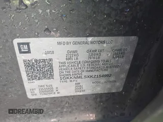 2019 GMC Acadia SLT with VIN 1GKKNMLSXKZ154992, listed as a IAAI auction lot 42452959 with 56,785 mi miles and . Bid and sale history available at DreamBid. Image 9.