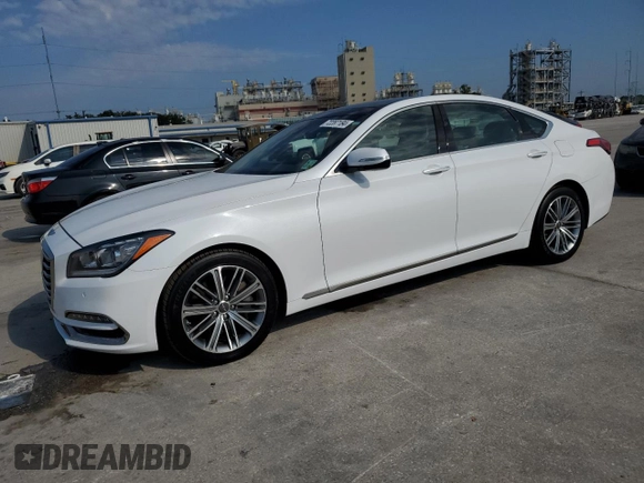 2018 Genesis G80 3.8L with VIN KMHGN4JE0JU216079, listed as a Copart auction lot 72287184 with 37,576 mi miles and Salvage Title. Bid and sale history available at carsss.com. Image 1.