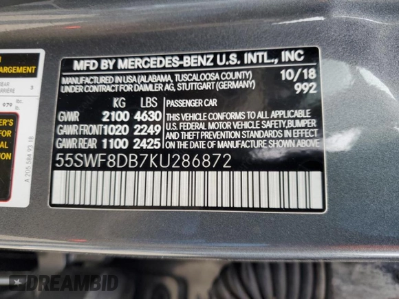 2019 Mercedes-Benz C 300 z VIN 55SWF8DB7KU286872, wystawiony jako Copart lot #44415105 z przebiegiem 109 217 mil mil oraz Szkoda całkowita • Salvage title. Historia ofert i sprzedaży dostępna na DreamBid. Obrazek 12.