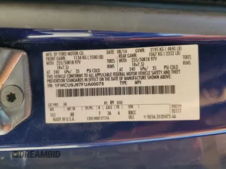 2015 Ford Escape Titanium with VIN 1FMCU9J97FUA00075, listed as a Copart auction lot 54215845 with 99,818 mi miles and Salvage title. Bid and sale history available at DreamBid. Image 12.