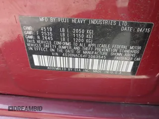 2015 Subaru Legacy Premium with VIN 4S3BNAC64F3063545, listed as a IAAI auction lot 42579358 with 181,683 mi miles and . Bid and sale history available at DreamBid. Image 9.