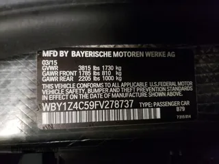 2015 BMW i3 with VIN WBY1Z4C59FV278737, listed as a Copart auction lot 55796643 with 92,584 mi miles. Bid and sale history available at carsss.com. Image 12.