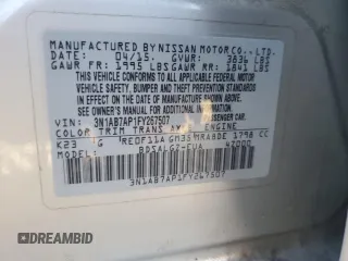2015 Nissan Sentra SL with VIN 3N1AB7AP1FY267507, listed as a Copart auction lot 48666305 with 163,617 mi miles and Salvage Title. Bid and sale history available at DreamBid. Image 14.