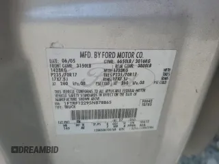 2005 Ford F-150 XL with VIN 1FTRF12295NB78865, listed as a Copart auction lot 66308814 with 237,737 mi miles and Clean title. Bid and sale history available at DreamBid. Image 12.