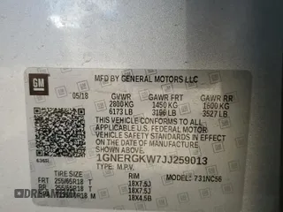 2018 Chevrolet Traverse LT Cloth with VIN 1GNERGKW7JJ259013, listed as a Copart auction lot 60332165 with 111,339 mi miles and Salvage title. Bid and sale history available at DreamBid. Image 14.