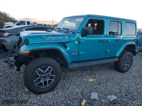 2024 Jeep Wrangler Sahara with VIN 1C4PJXEG2RW237934, listed as a Copart auction lot 79014644 with 15,122 mi miles and Salvage Title. Bid and sale history available at carsss.com. Image 1.