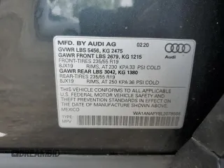 2020 Audi Q5 Premium z VIN WA1ANAFY8L2078568, wystawiony jako Copart lot #56230545 z przebiegiem 42 200 mil mil oraz Szkoda całkowita • Salvage title. Historia ofert i sprzedaży dostępna na DreamBid. Obrazek 14.